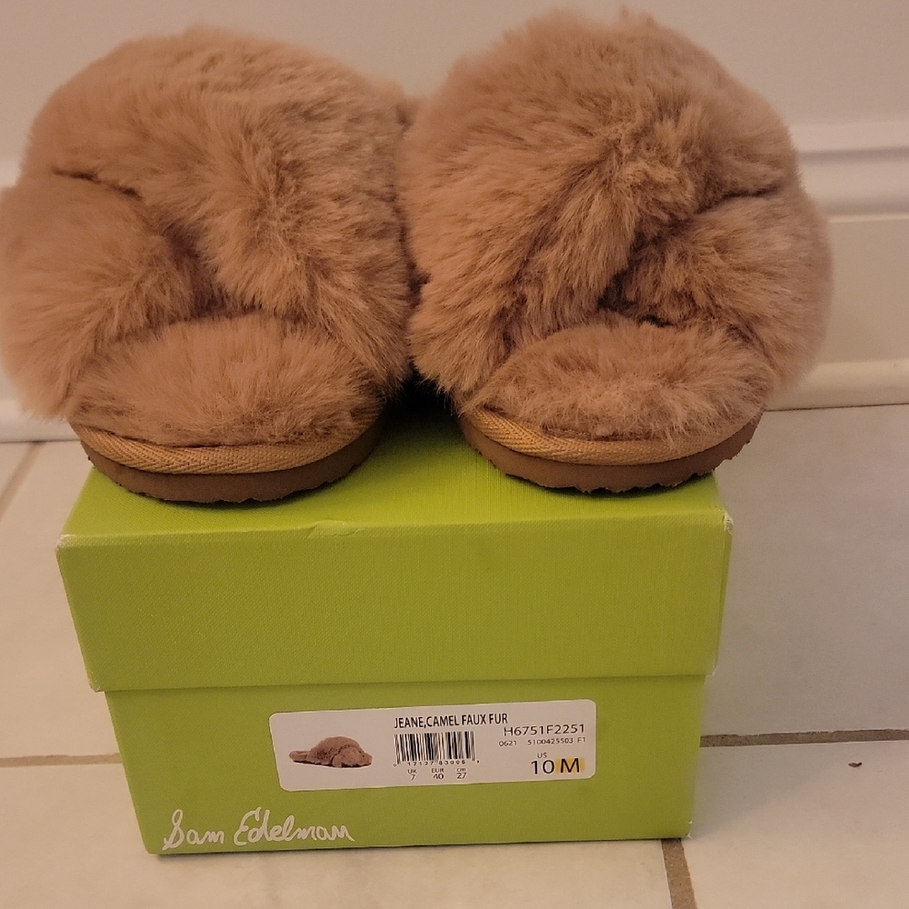 Sam Edelman Tan Faux Fur Slippers
